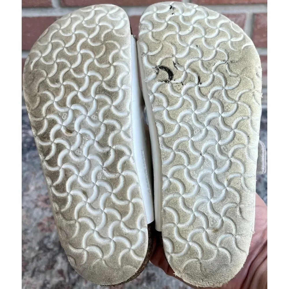 Birkenstock Arizona Kids White Sandals / EU 29 US Kids 11 11.5 / Gold Buckle